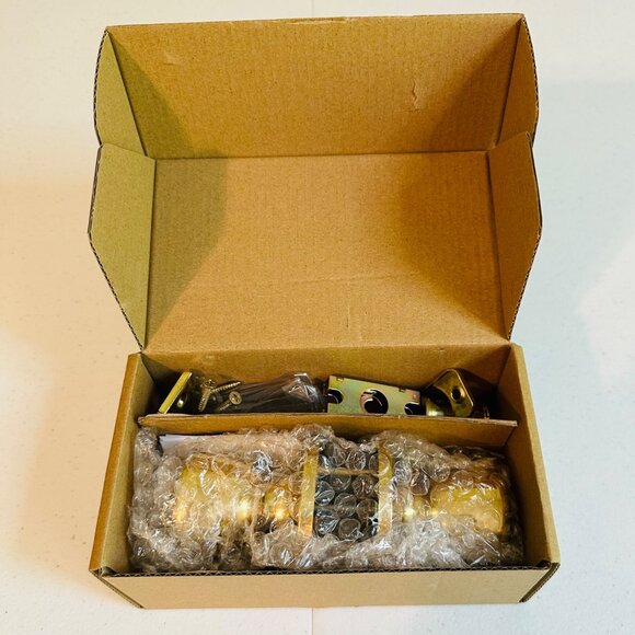 Design House Terrace Lockset Polished Brass Finish Keyed Entry Door Knob - Picture 8 of 10